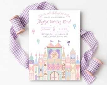 It's a Small World First Birthday  I Girl Birthday Invitation | 1st Birthday
