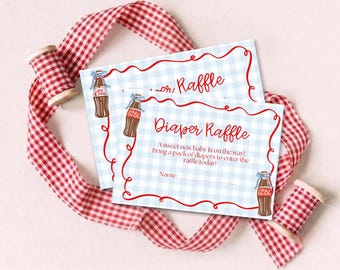 She's Ready to Pop Diaper Raffle | Baby Shower Diaper Raffle | Blue Gingham