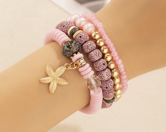 Ethnic Pearl Bracelet Multi Layer Boho Jewelry Stack Beaded Bracelet Gift for Women