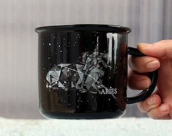 Aries Zodiac Camp Mug: Astrology Stargazer Ceramic Cup