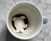 Turtle Mug by CREATURE CUPS Hidden sea animal in cup Unique ceramic tea coffee cup Holiday, Friendsgiving, Birthday Gift