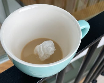 Dog Ceramic Surprise Creature Cup: Aqua Green Ceramic Mug, Hidden Animal Design