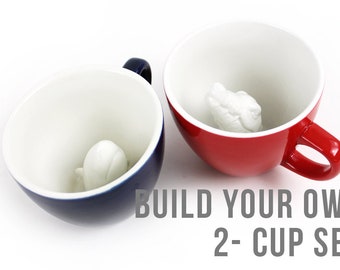 2 cup Bundle | Hidden Animal Cup | Animal Coffee Cup | Coffee Mug Gift | Tea Cup | Gift for Holidays | Valentines Gift, Customize