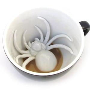 Spider Ceramic Mug Creepy Cups Hidden Creature in Cup Spooky fun Halloween gifts and decor goth anime cup cute gift image 3