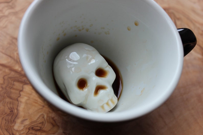 Skull Ceramic Mug Creature Cups Hidden Animal Cup Black Skeleton Mug Birthday & Halloween Spooky Gifts Day of the Dead image 5