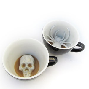 Spider Ceramic Mug Creepy Cups Hidden Creature in Cup Spooky fun Halloween gifts and decor goth anime cup cute gift image 7