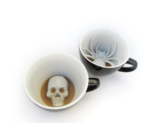 Tea Cup Pottery Mug Creepy Cute Unique Coffee Mugs Tea Party
