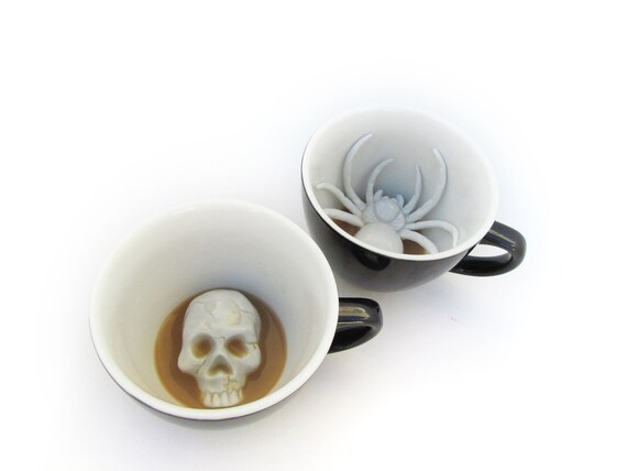 Creature Cups SKULL Ceramic Cup (11 Ounce, Black