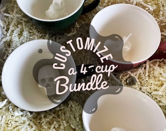 Customize 4 cup bundle by CREATURE CUPS | Surprise Hidden Cups | Colorful coffee mugs | Birthday Gift sets/ home decor/ fall holiday party