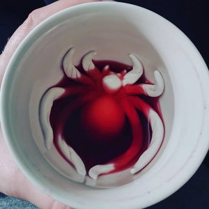 Spider Ceramic Mug Creepy Cups Hidden Creature in Cup Spooky fun Halloween gifts and decor goth anime cup cute gift image 4