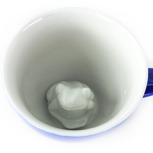 FROG Ceramic Mug by Creature Cups 3D Animal At Bottom of Coffee Mug Fun Frog, Kermit, Amphibian Gift Mother's Day Gift image 7