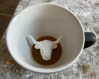 Bull Coffee Mug: 3D Animal Ceramic Cup - Western Cowboy Gift
