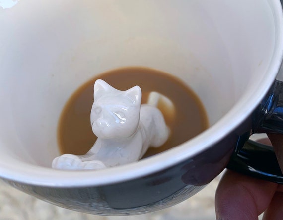 Cute Ceramic Cat Mug Hidden Animal Cup Unique Birthday - Etsy