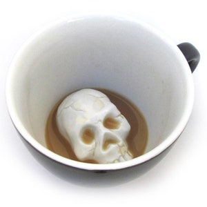 Skull Ceramic Mug Creature Cups Hidden Animal Cup Black Skeleton Mug Birthday & Halloween Spooky Gifts Day of the Dead image 4