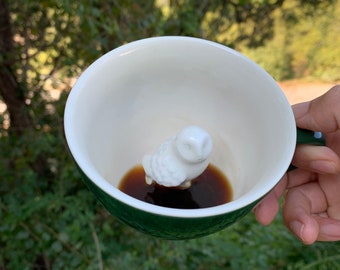 Creature Cups. Hidden Creatures in Your Cup, Lion Coffee Mug, Red & White  Fun