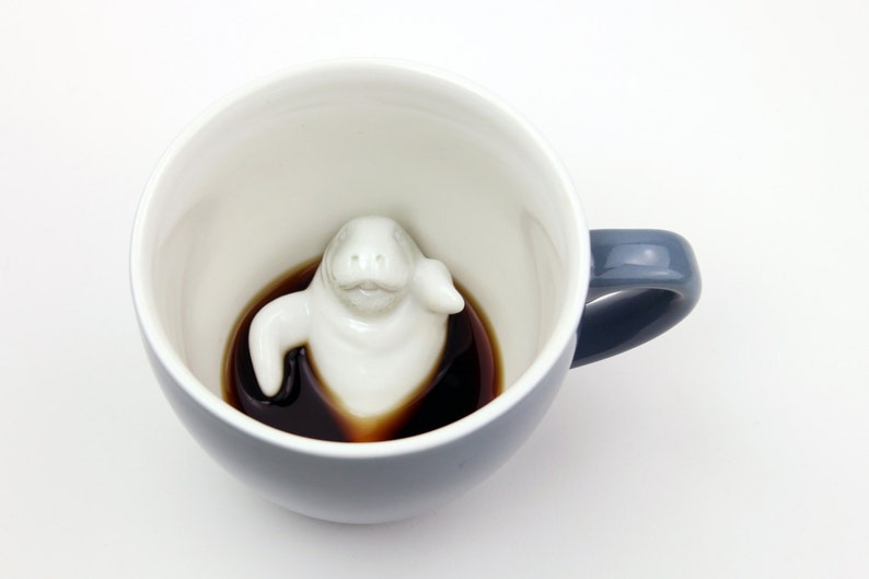 Manatee Mug Hidden Animal Cup Handmade Ceramic Mug Coffee Cup Tea Mug Coastal home decor Birthday Mother's Day Gift image 5