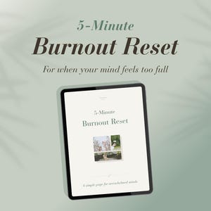 5-Minute Burnout Reset | Overwhelmed Quick Relief Printable | Stress Relief Mini Planner | Mental Health Reset Page | Self Care Digital