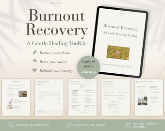 Burnout Recovery Toolkit | Overwhelmed Reset Planner | Stress Relief & Mental Health Digital Planner | Self Care Journal | Daily Reset Print