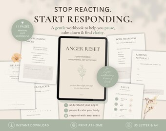 When Anger Feels Heavy Workbook Printable PDF| Emotional Regulation Journal |Calm Down Worksheets |Anxiety&Trigger Tracker|Self Care Planner