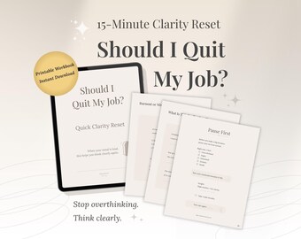Job Quit Decision Mini Workbook | 15 Minute Clarity Reset | Career Decision Help | Burnout or Stay Guide | Printable PDF
