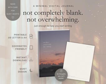 Digital Journal for Overthinkers, Blank Journal with Prompts, Minimal Writing Journal PDF, Printable Journaling Notebook