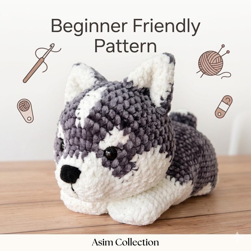 Little Archer Husky Amigurumi Dog Pattern PDF