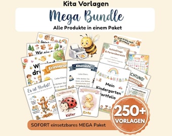 Kita Vorlagen Mega Bundle (250+ Seiten inkl. Updates) Kindergarten Druckvorlagen Erzieher Material Aushänge, Portfolio, Elterninfo Download