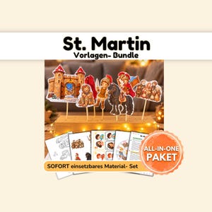 Pacchetto PDF su San Martino con figure da ritagliare e un gioco di abbinamento. La storia di San Martino per la scuola dell'infanzia, l'asilo nido, il cerchio del mattino, gli educatori e il gioco di abbinamento.