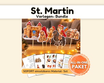 St. Martin Paket PDF mit Figuren zum Ausschneiden und Legespiel Sankt Martin Geschichte Kindergarten Kita Morgenkreis Erzieher Legekreis