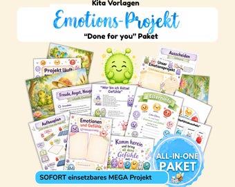 Projektmappe Emotionen Projekt Kita PDF Portfolio Vorlagen Kindergarten Gefühle Vorschule sozial - emotional  Erzieher Gefühlsmonster