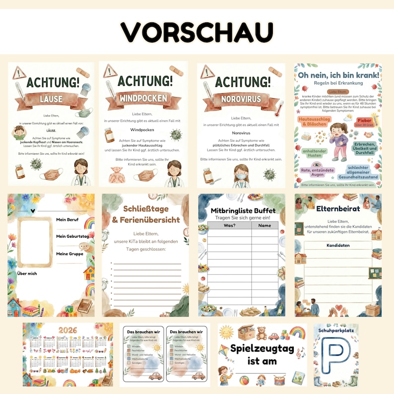 Daycare Notice Templates PDF | 64 Pages Parent Information Kindergarten ...