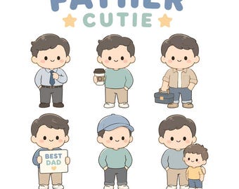 Father Cutie SVG Bundle, Cute Dad Clipart, Best Dad Shirt Design, Kawaii Father’s Day PNG, Daddy Illustration, Sublimation Graphic