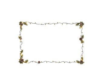 Christmas Lights Border PNG, Warm White String Lights Frame Design, Holiday Photo Frame Sublimation Graphic, Digital Download
