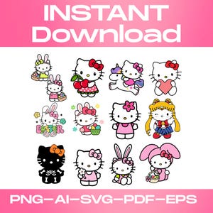 Kawaii Cat Clipart | Animal Friends PNG SVG Bundle (Pobieranie cyfrowe) zdjęcie 2