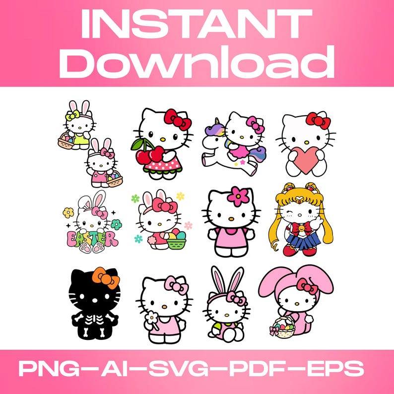 Kawaii Cat Clipart | Animal Friends PNG SVG Bundle (Pobieranie cyfrowe) zdjęcie 2