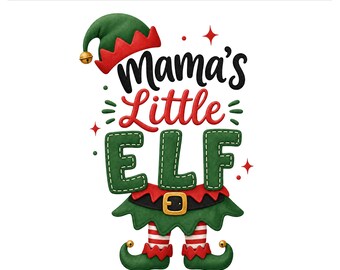 Mama's Little Elf PNG, Cute Elf Hat Shoes Christmas Mom Design, Holiday Matching Sublimation Shirt Graphic, Digital Download