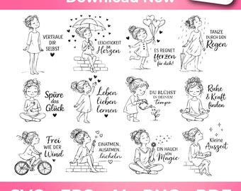 Hand-drawn women SVG | Sketch bundle with sayings | Plotter file laser file | Gift idea for girlfriend | Cricut Silhouette design file