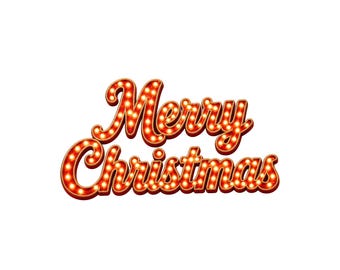 Merry Christmas Sign PNG, Light Up Glowing Bulb Letters Holiday Design, Retro Marquee Sublimation Shirt Graphic, Digital Download