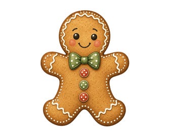 Gingerbread Man PNG, Cute Patterned Cookie Christmas Design, Retro Holiday Sublimation Shirt Graphic, Digital Download