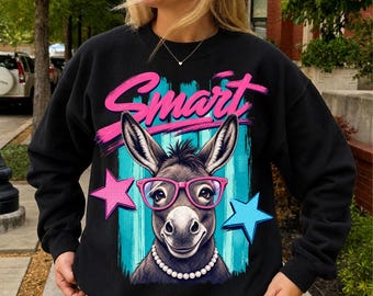 Preppy Donkey PNG, Brushstroke Smart Ass Shirt Design, Funny Sassy Animal Sublimation, Summer Humor Graphic Digital Download
