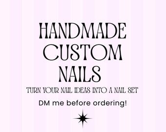 Custom Hand-Painted Press-On Nail Set | Salon Quality Reusable Nails