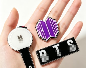 3-Piece Kpop Concert Acrylic Badge Set | Lightstick & Geometric Logo Brooches