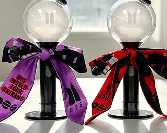 2026 ARMY Fanmade Twilly Scarf | Purple Red Bag Handle Scarf | Kpop Lightstick Ribbon, Concert Accessory