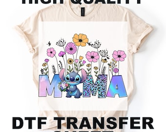 Stitch Mama Shirt DTF, Disney Floral Mom Shirt, Stitch Mother DTF, Mother's Day Stitch Shirt, Disneyland Mama Flower Shirt 2712