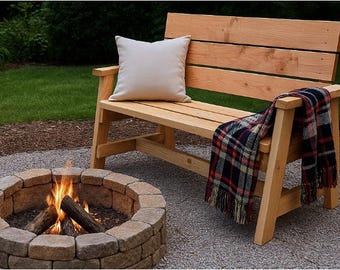 DIY Outdoor Garden Bench Plans - Modern Farmhouse coffee Seating - Woodworking Plans - Digital Download PDF