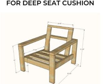 Planos para sillas de exterior de madera / Diseño moderno de cojines de asiento profundo (PDF)