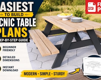 Modern Picnic Table Plans: Easy Build, Beginner Friendly (Digital Download)