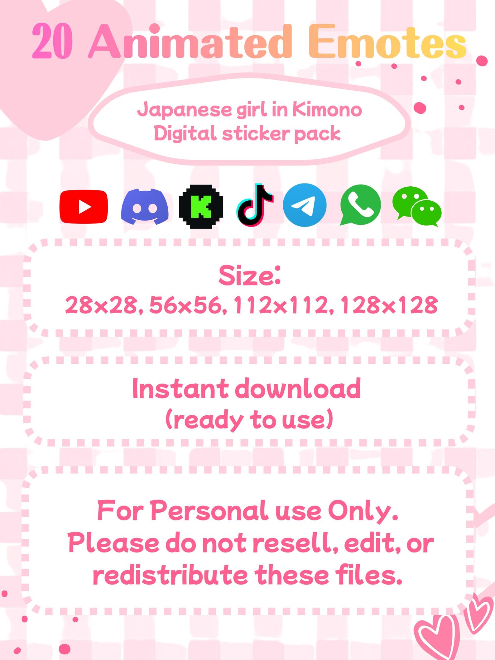 20 animierte japanische Mädchen Emotes GIF Pack: Kimono Chibi Pack ...