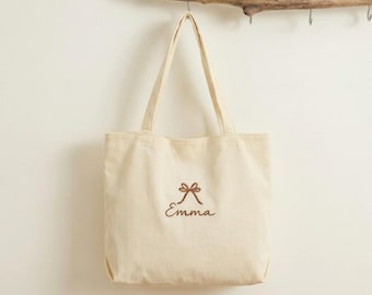 Borsa tote in velluto a coste personalizzata per damigella d'onore / Nome/monogramma ricamato su misura, regalo di nozze