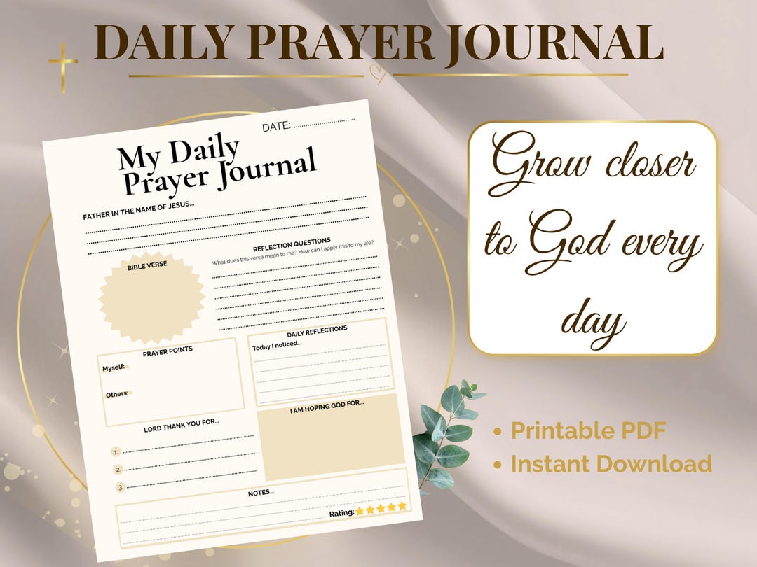 Daily Prayer Journal Printable Page (digital Download): Scripture ...